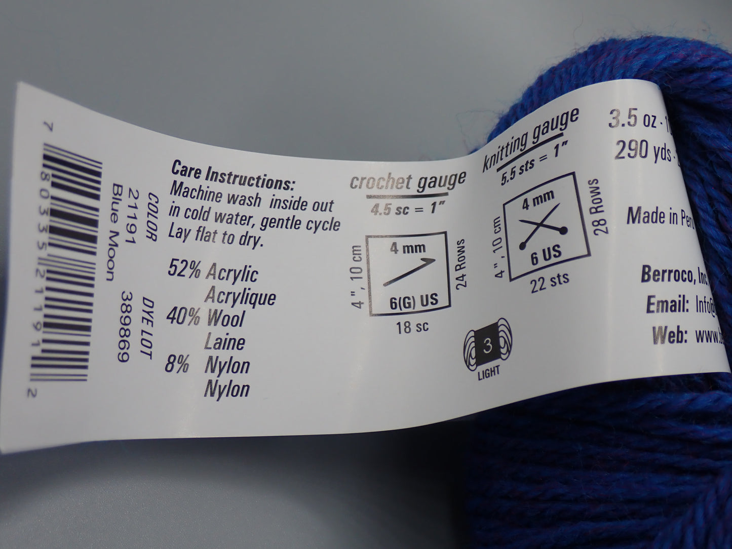 Berroco Vintage DK weight Blue Moon