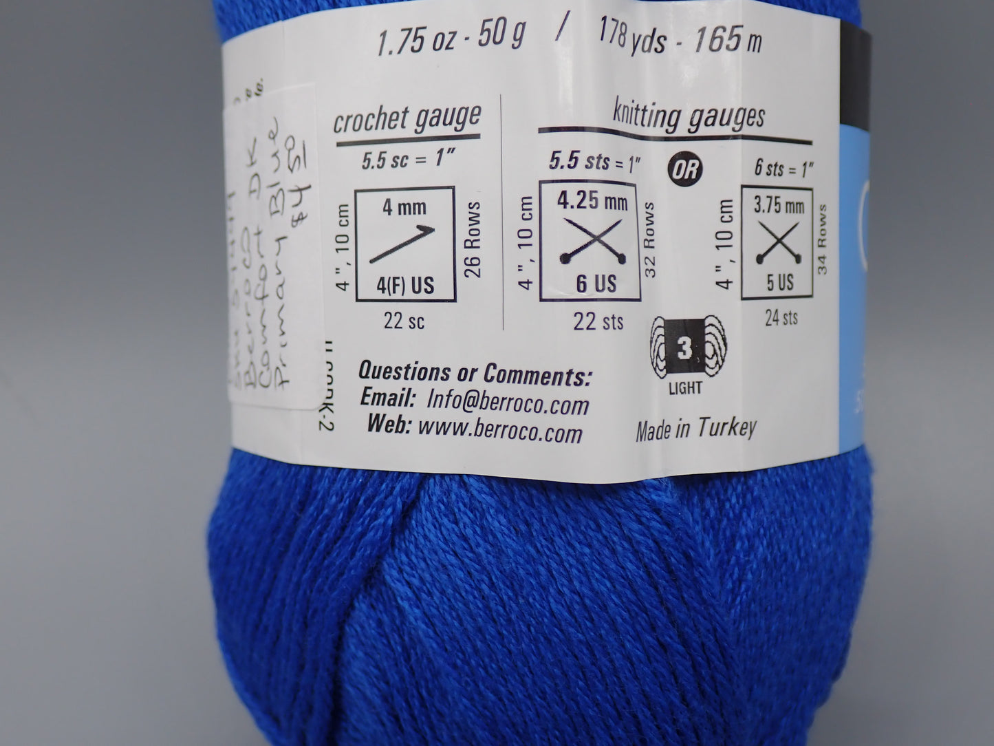Berroco Comfort DK weight Primary Blue