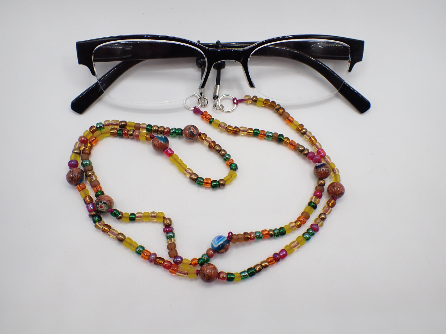 Beaded Eyeglass Cord Glass Autumn Theme Beads