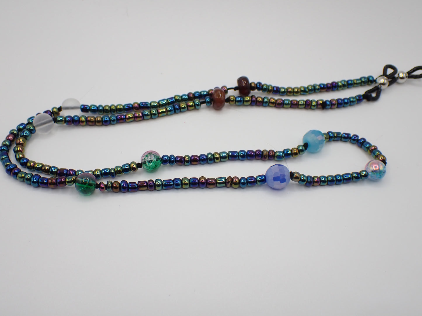 Beaded Eyeglass Cord Glass Mardi Gras Inspired Dark Beads