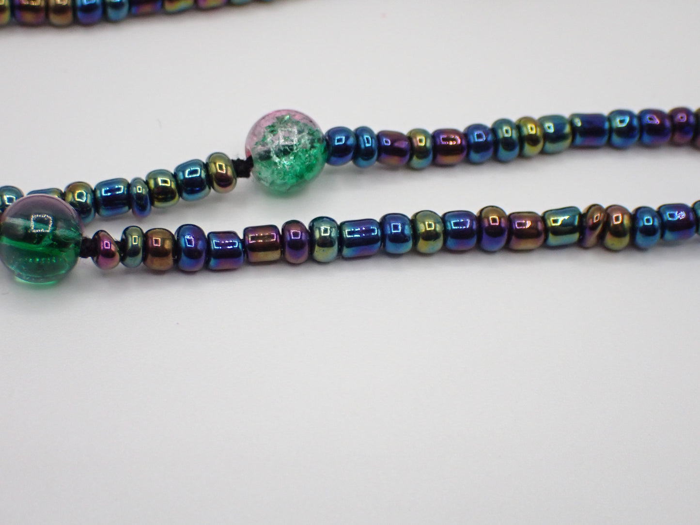 Beaded Eyeglass Cord Glass Mardi Gras Inspired Dark Beads