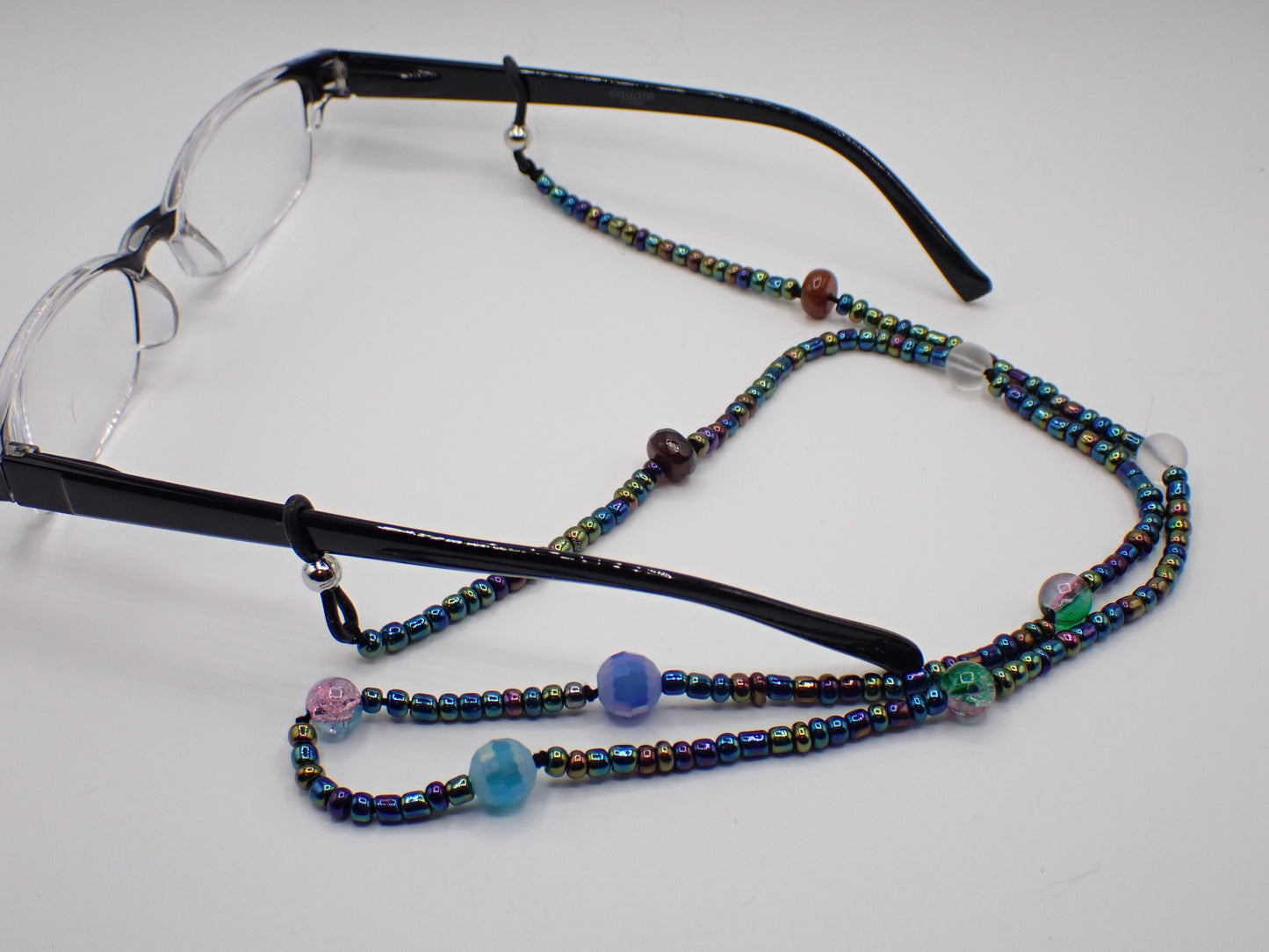 Beaded Eyeglass Cord Glass Mardi Gras Inspired Dark Beads