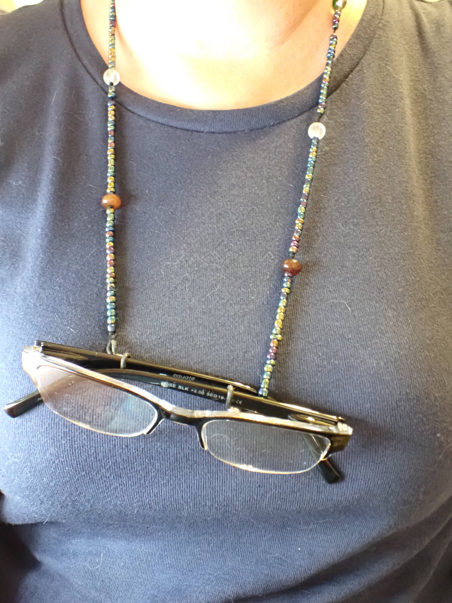 Beaded Eyeglass Cord Glass Mardi Gras Inspired Dark Beads