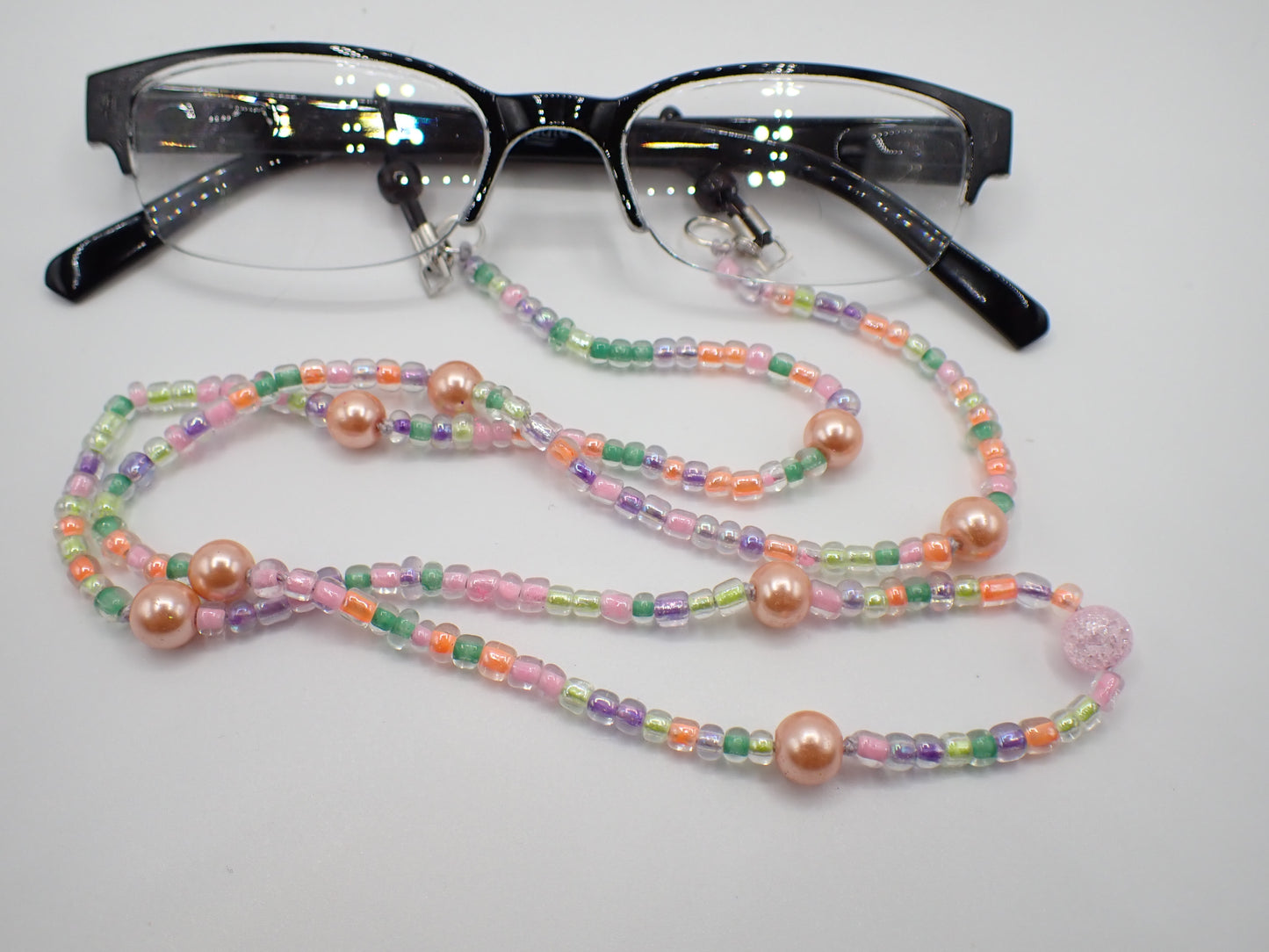 Beaded Eyeglass Cord Glass Pastel Spring Color Beads