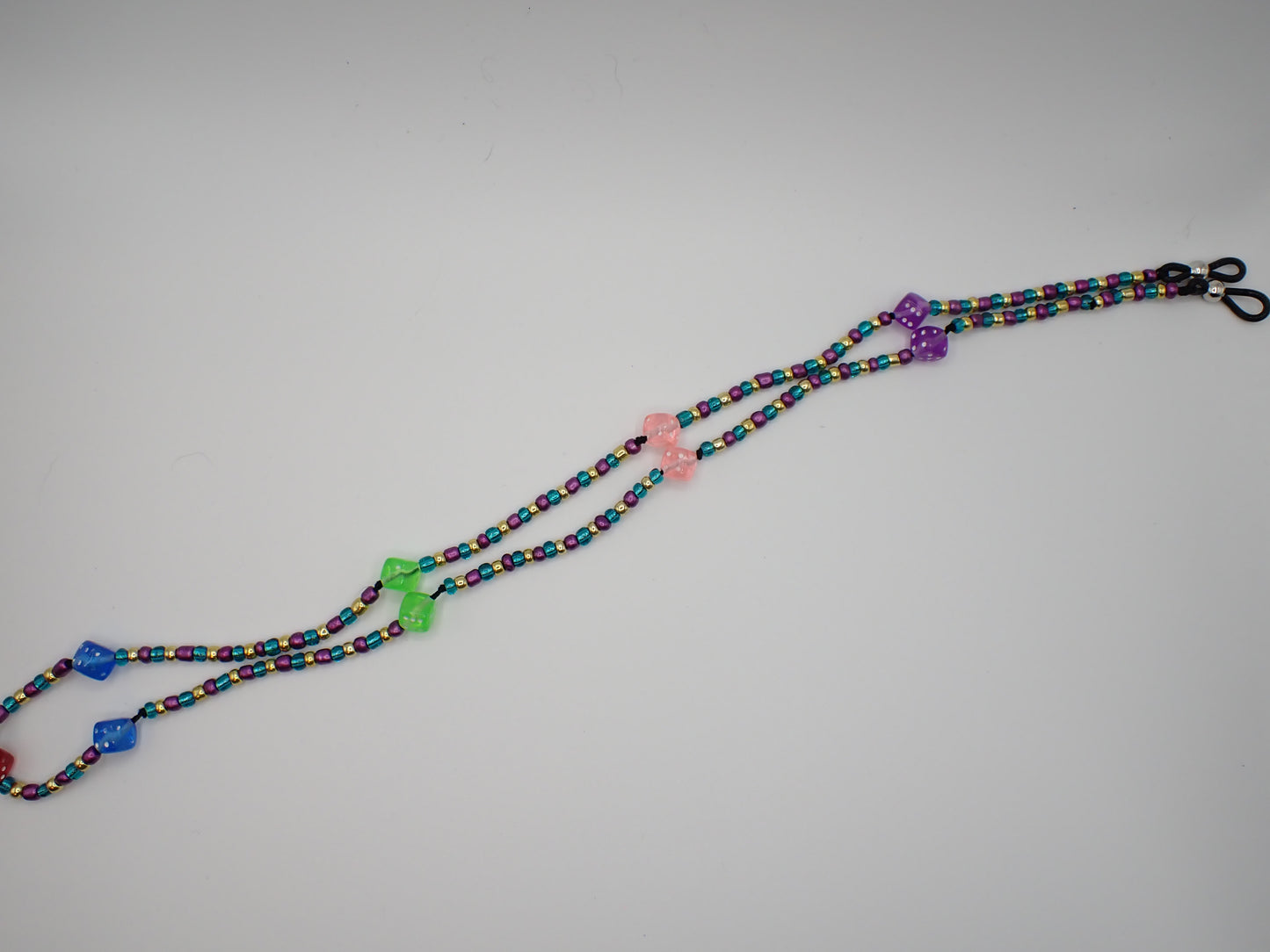 Beaded Eyeglass Cord Glass Bright Mardi Gras Inspired Beads