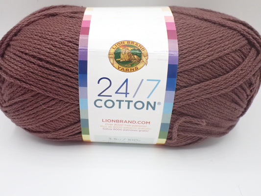 Lion Brand Yarns Worsted weight 24/7 Cotton Yarn Coffee Bean