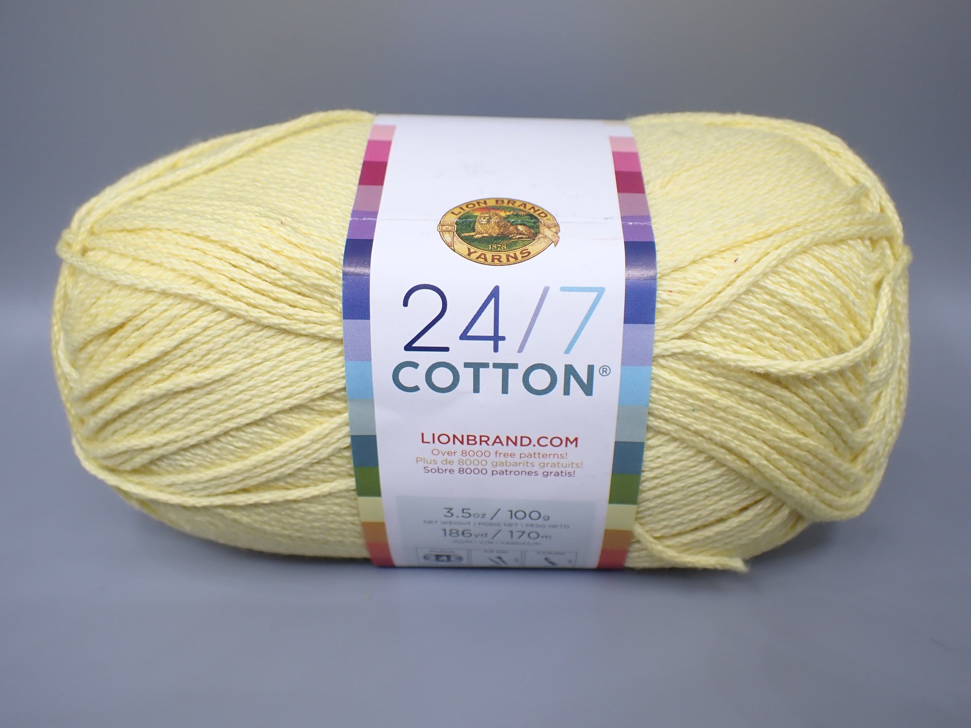 Lion Brand Yarns Worsted weight 24/7 Cotton Yarn Lemon – Sweetwater Yarns