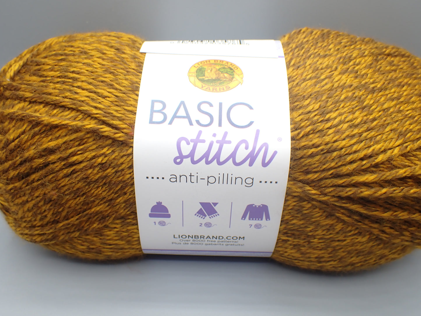 NEW LION BRAND YARN COMPANY Yarn Basic Stitch Heath, Gold Heather